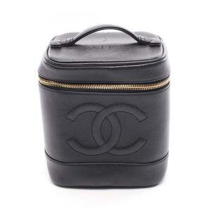 CHANEL Black Caviar Leather Logo Bag
